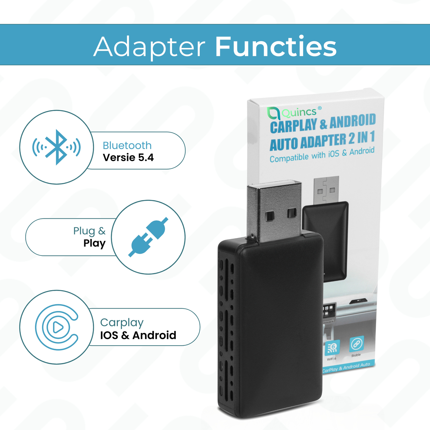 Quincs® Carplay & Android auto USB Dongle